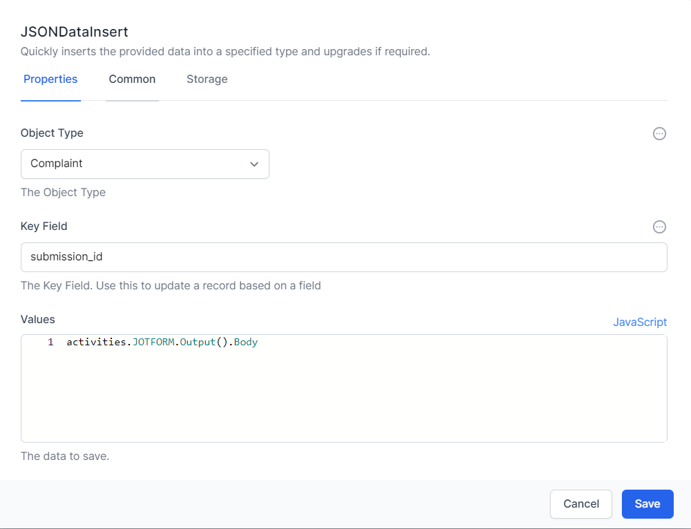 Json Data Insert Activity